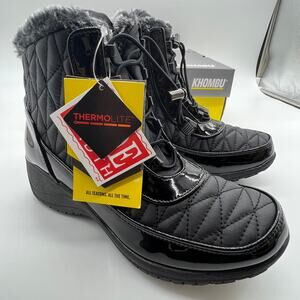 Khombu Waterproof Winter Ankle Snow Boots Size 6.5 Black